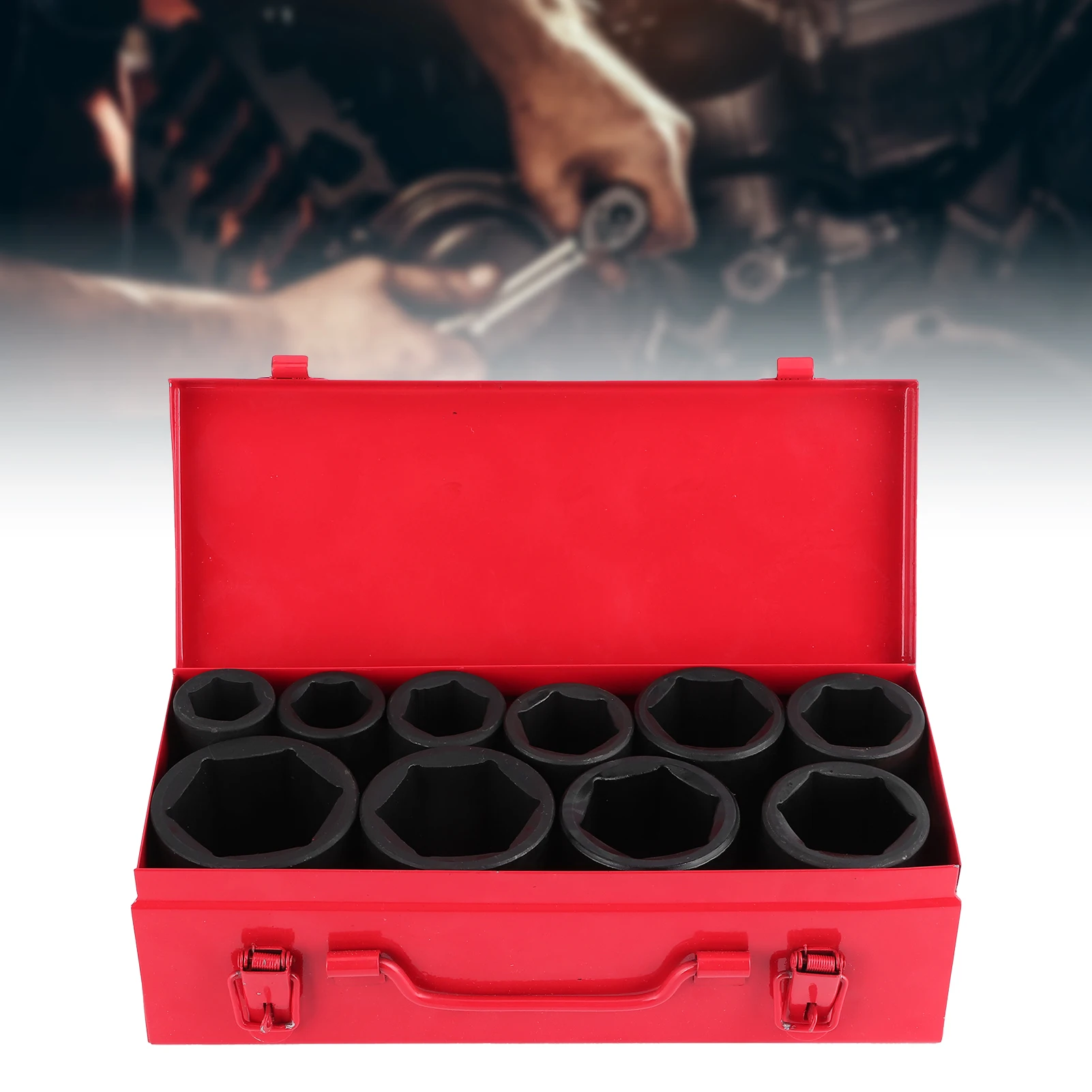 

10pcs Car Metric Deep Impact Socket 3/4in Drive 6-Point Portable Auto Car Tool Set 22-50mm Car Repair Tool