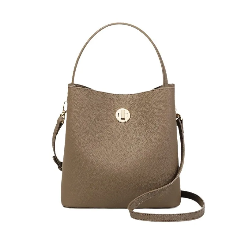 

2024 Genuine Leather Women's Handbag Lady Messenger Commuting Top Handheld Vegetable Basket Bag Female Small Tote Bag
