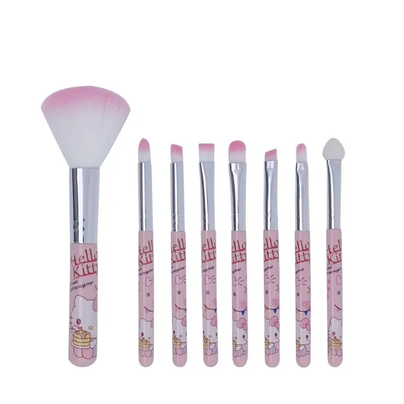 Hello Kitty Makeup Brush Cute Cartoon Set 8 Pieces Tube Beginner Blush Eyebrow Lip Brush Eyeshadow Brush Beauty Tools Gift