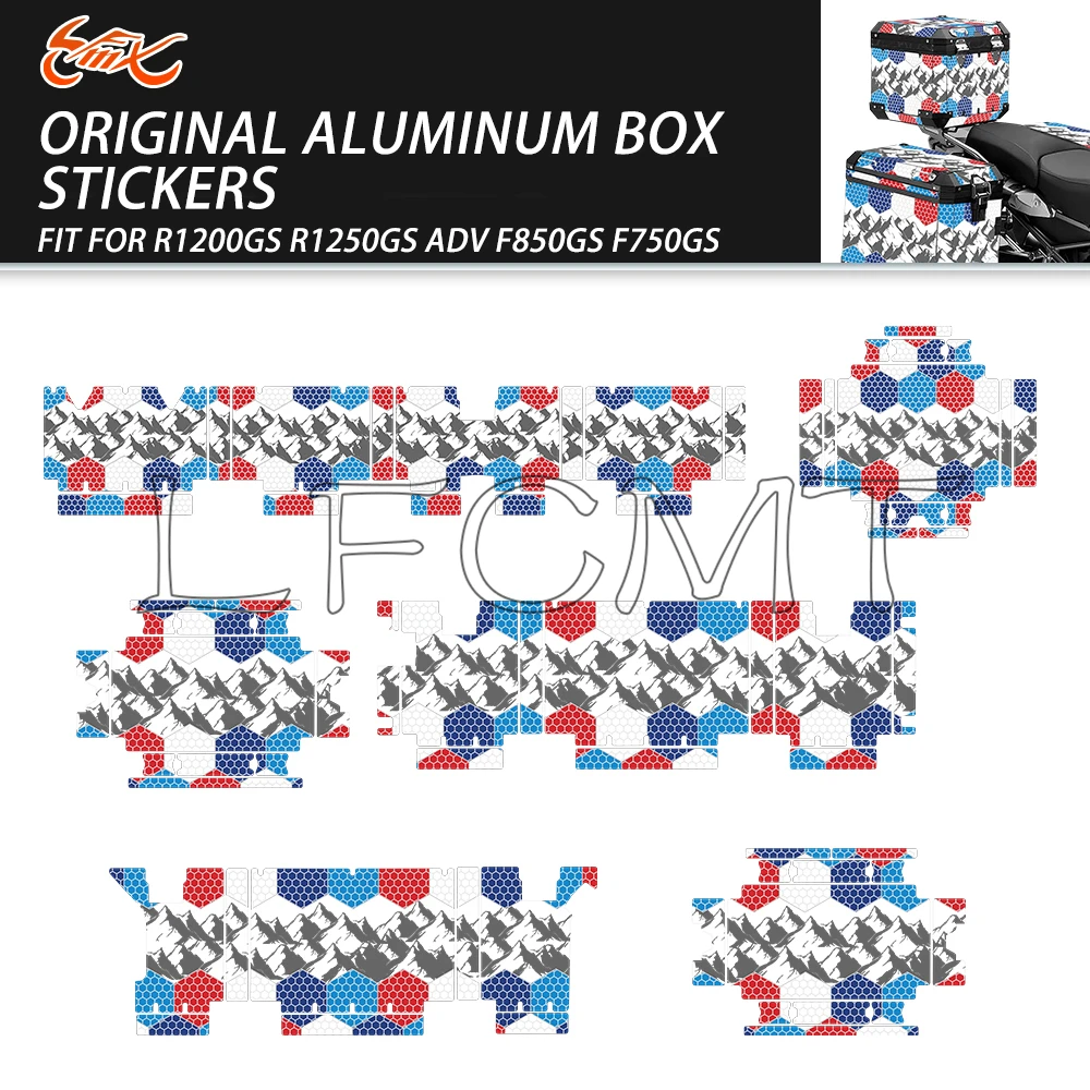 

Motorcycle Aluminum Box Trunk Sticker Top Cases Side SuitCases Stickers Panniers Decals For R1200GS R1250GS Adventure F750/850GS