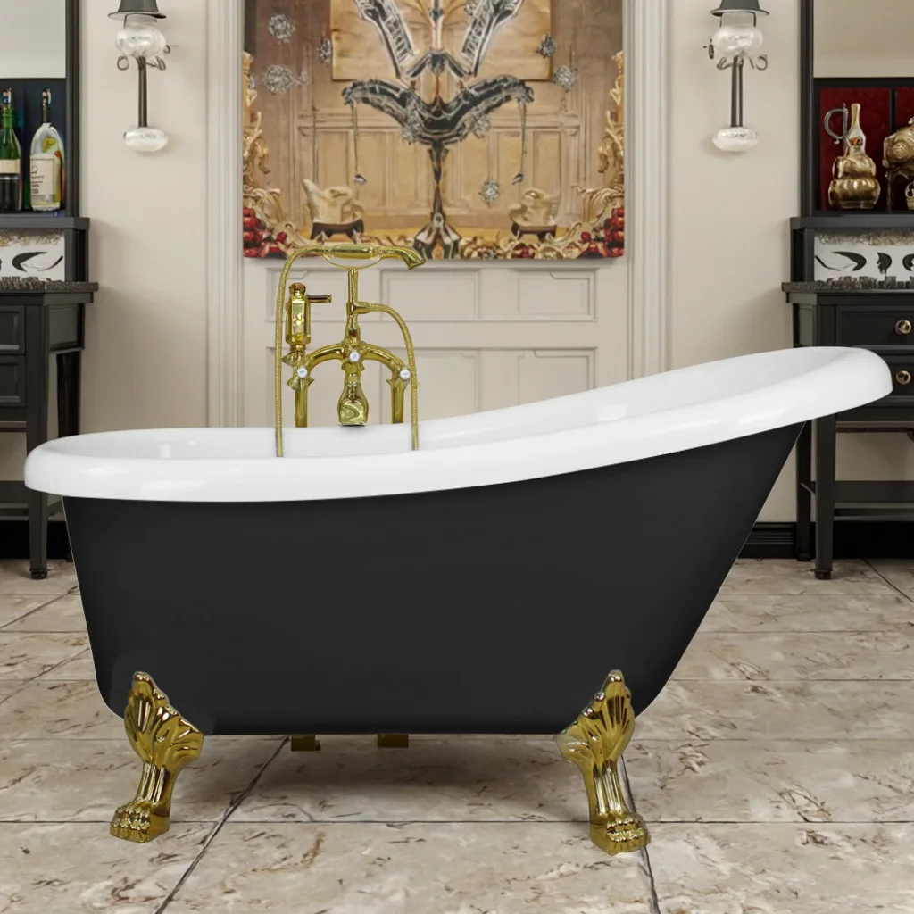 Bathtub Concubine Bathtub Home Hotel Engineering Cylinder Beauty Spa American With Feet Black Acrylic Concubine Cylinder