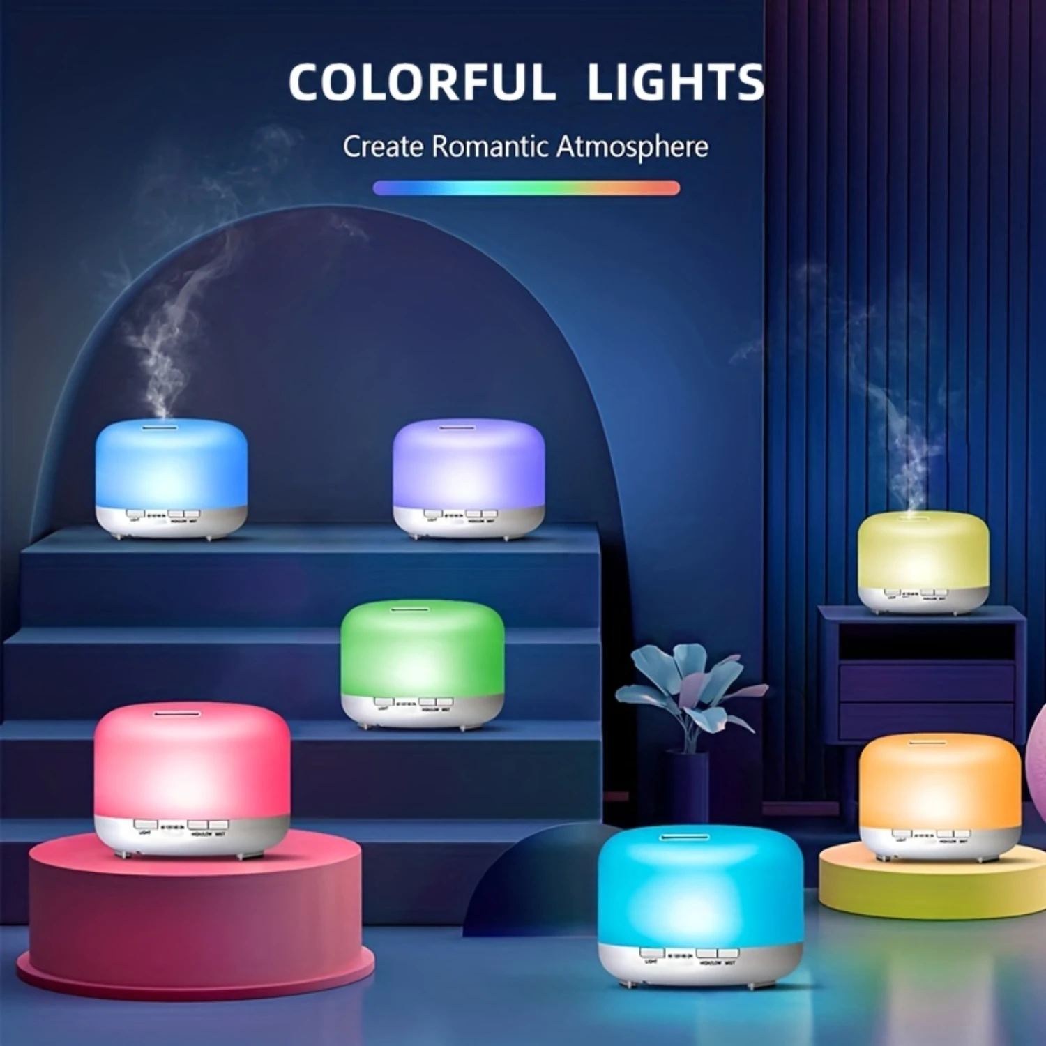 Ultimate Relaxation  500ml Essential Oil Diffuser & Humidifier with 7 LED Lights, Nightlight, Timer,  Control, and Auto-Off - Tr