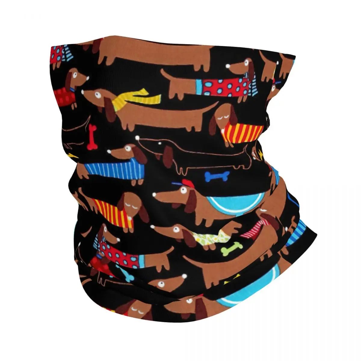 Retro Dog Dachshund Bandana Neck Cover Printed Animal Cartoon Face Scarf Multi-use Headband Riding Unisex Adult Breathable