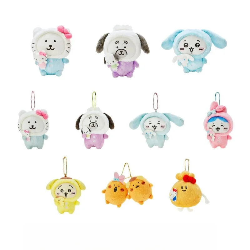 Cute Anime Plush Toys Keychain Kawaii Usagi ハチワレ ちいかわ Pendant Ornaments Pochacco Melody Kuromi Girls 10cm