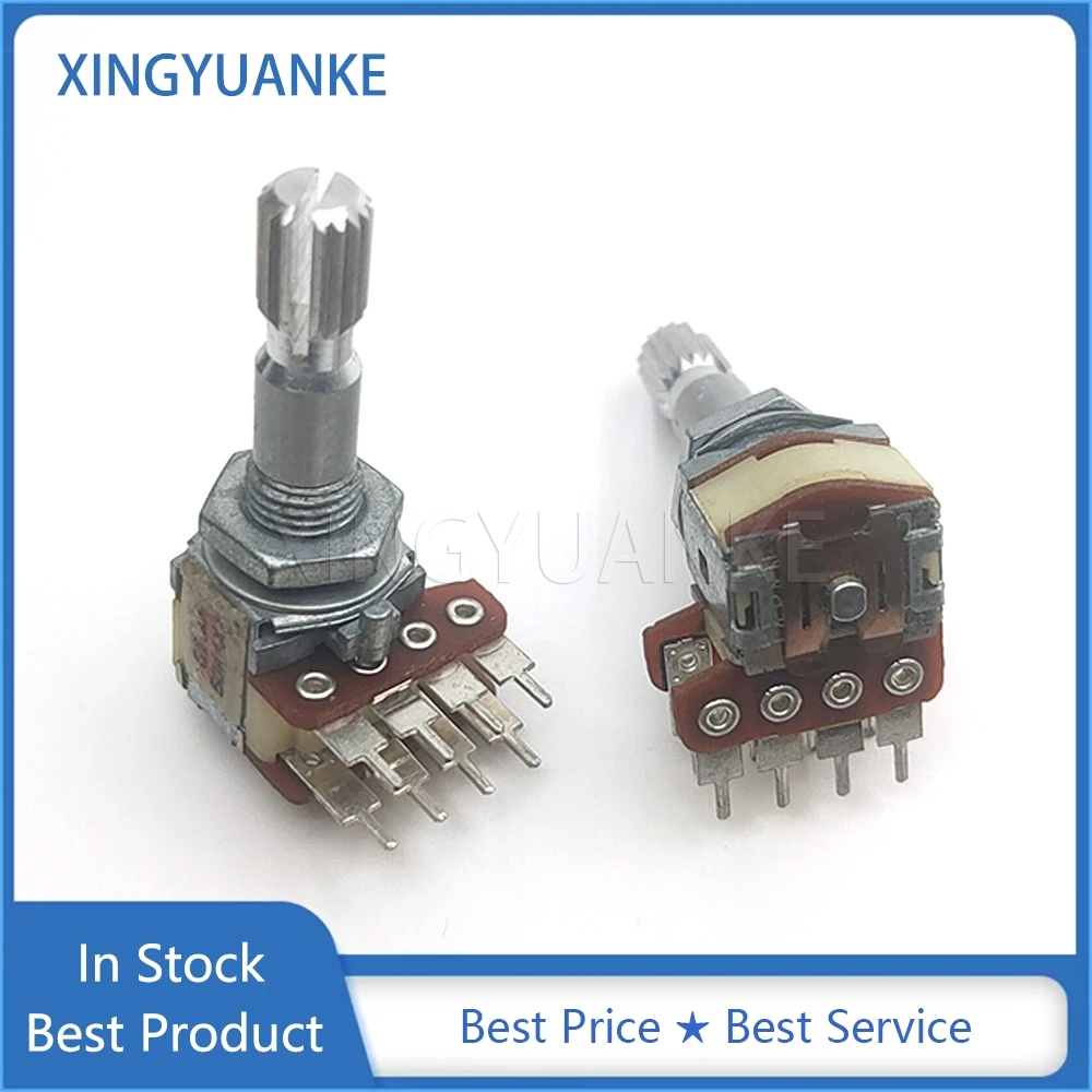 1PCS 12 Type Double A50K Power Amplifier Audio Volume Precision Potentiometer 50KAX2 8-Pin Flower Shaft Length 25mm