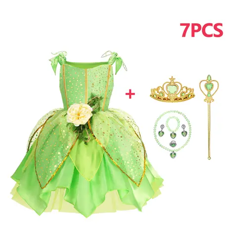 Girls Jasmine Elf Dress Kids Cosplay Fancy Flowers Christmas Birthday Costume Carnival Disguise Princess Party Clothes 2-10T - Image 13