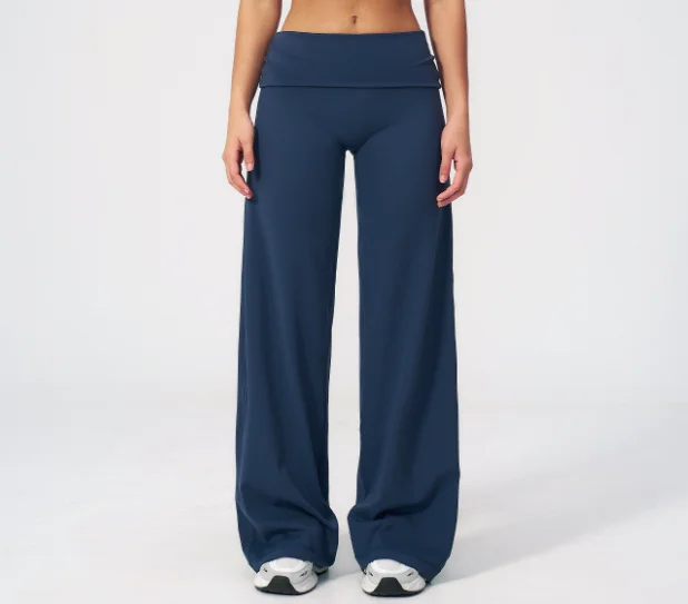 Grind trousers folded waist loose wide feet slim trousers outdoor running sports wide leg trousers