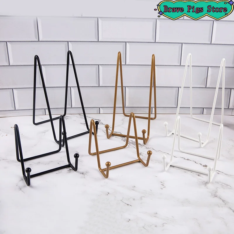 1PCS Iron Art Magazine Display Stand Dish Rack Plate Bowl Picture Frame Photo Book Pedestal Holder Ornaments