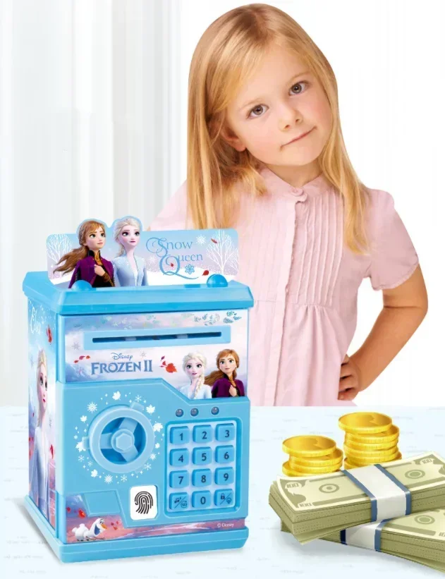 [Disney] Frozen Kids Passwort Fingerabdruck Multifunktionales automatisches Rollgeld Kindersparschwein Spielhaus Spielzeug für Babygeschenk