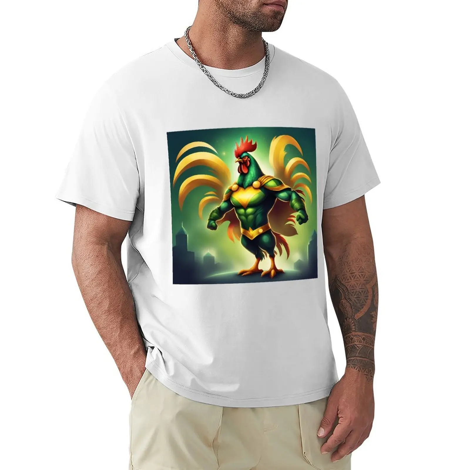 

The Emerald Hero Rooster T-shirt plus size tops new edition customizeds quick drying mens graphic t-shirts funny