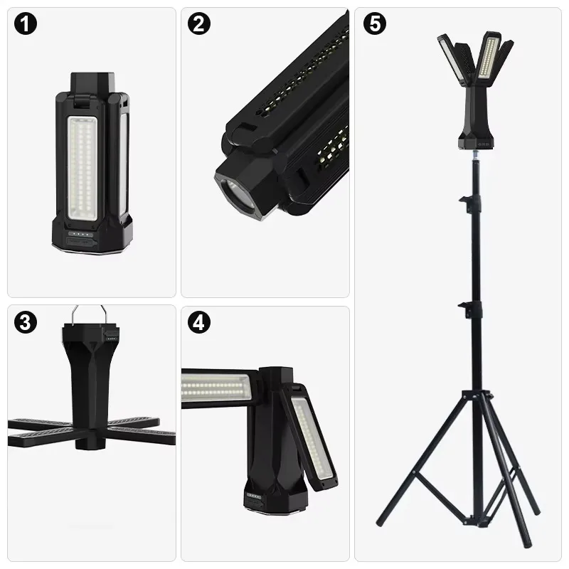 Best Seller 16000mAh Collapsible 360° Lighting Waterproof Camping Lantern Four-leaf Lighting Camping Light