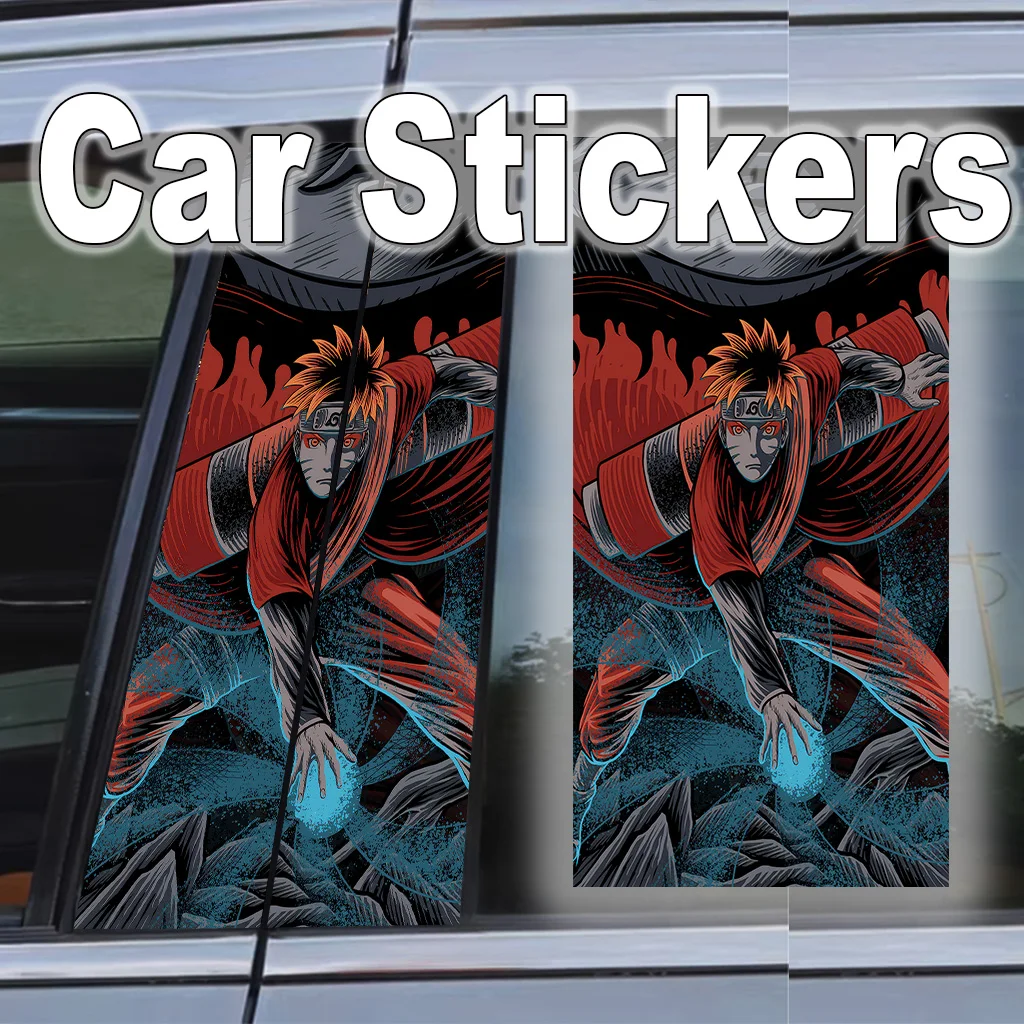 

Car B Pillar Stickers Self-Adhesive Poster Naruto Anime Auto Exterior Gift Waterproof Scratch-Resistant Decal Easy Apply Decor