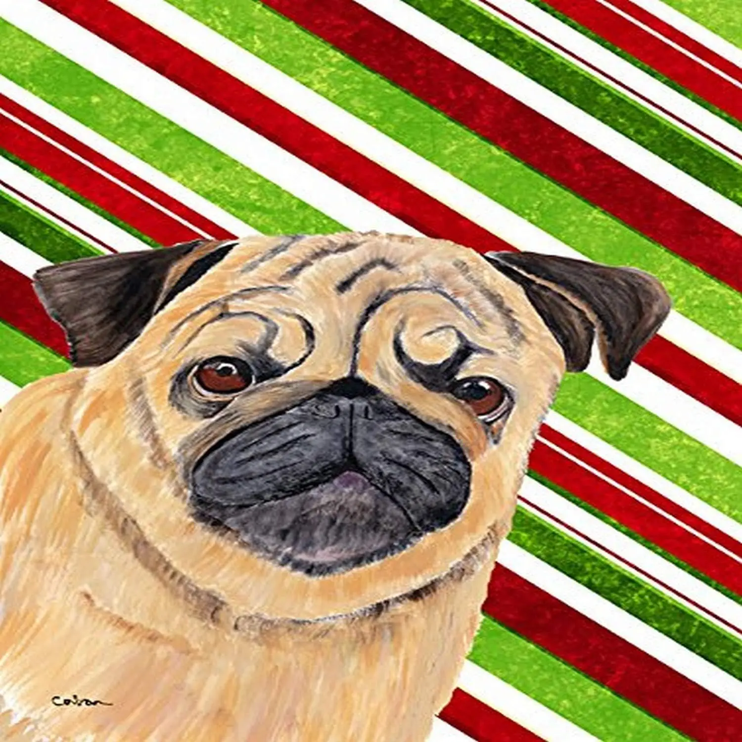 Carolines Treasures SC9331GF Pug Candy Cane Holiday Christmas Garden Flag Mailbox Flag Decorative Yard Flag Outside Patio