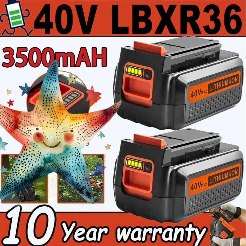 Аккумулятор для электроинструментов Black&Decker 36В/40В 3500мАч Li-ion, совместимый с моделями LBXR36, BL2036, LBX2040, LST136, LST420, LST220, L50