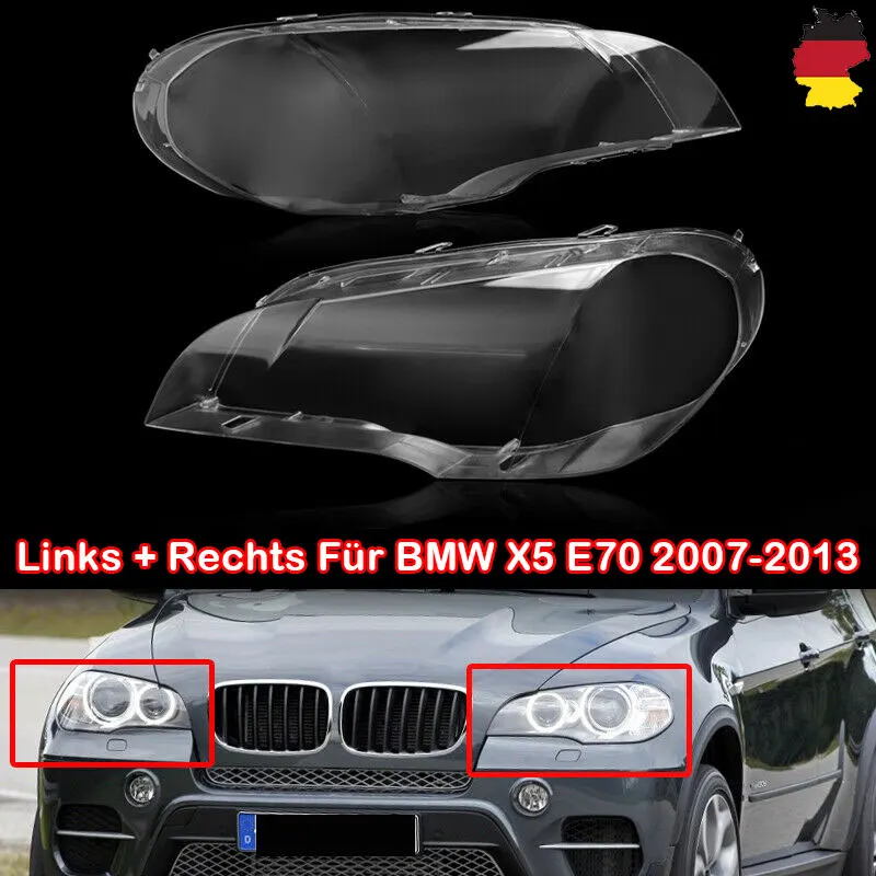 

Front Headlight Headlamp Cover Lens Shell For BMW X5 E70 2007-2013 Left+Right