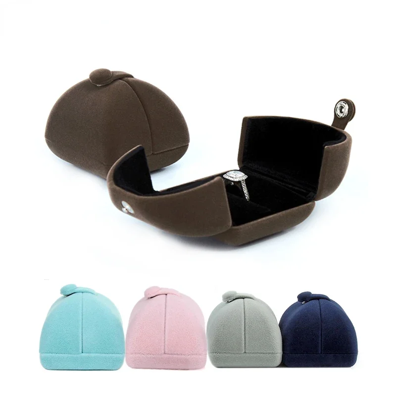 

Jewelry Box Velvet Double Button Ring Box Factory Direct High-Grade Flannel Double Open Jewelry Box For Ring Display Wholesales