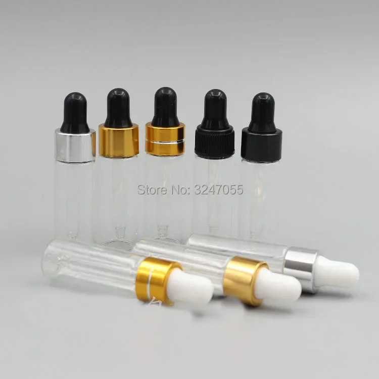 5ML 50/100pcs Empty Glass Clear Essential Oil Sample Bottle Portable Small Cosmetic Serum Dropper Fragrance Transparent Vials