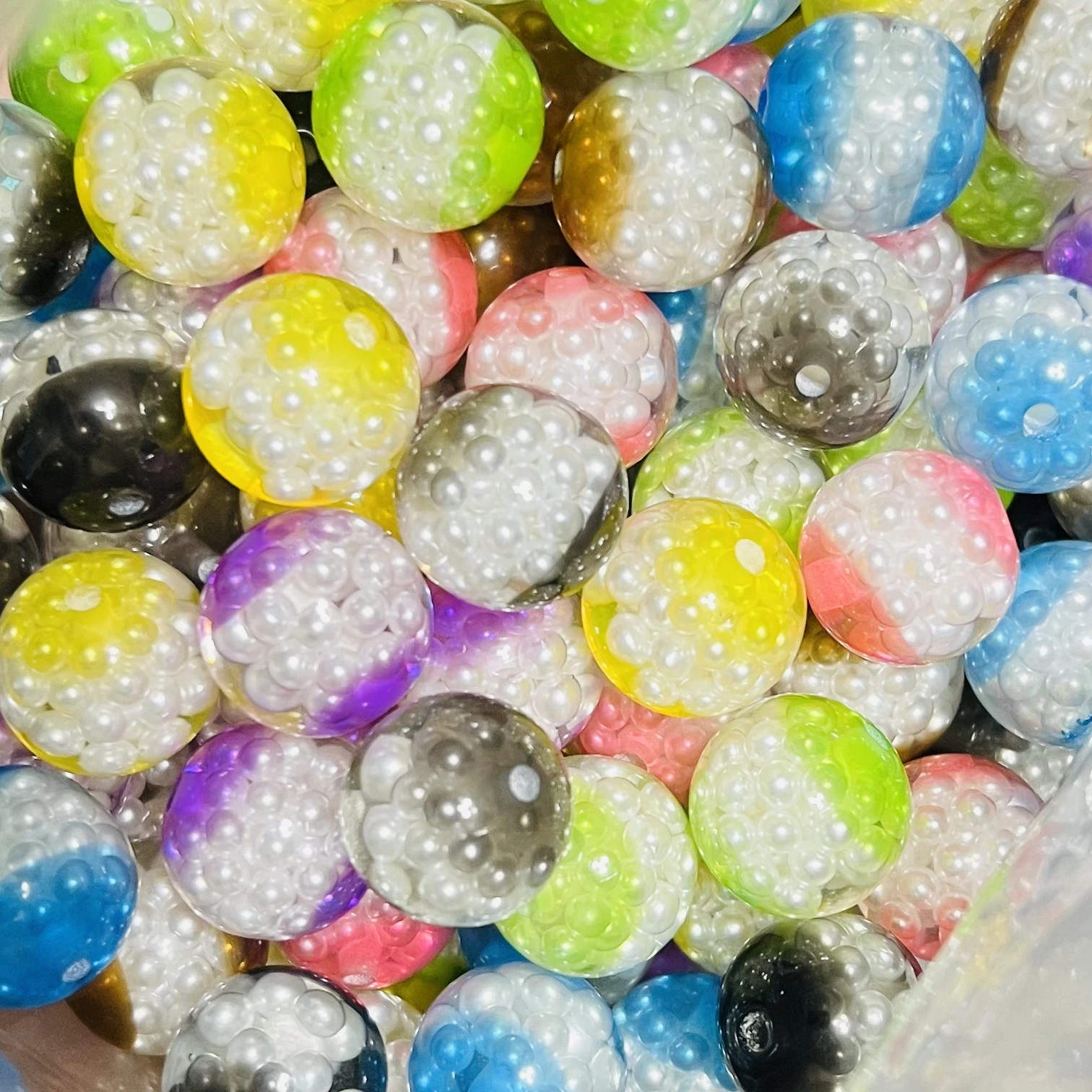 16mm resin Jello beads round resin pearl wrapped style DIY beads for jewelry key chain decoration