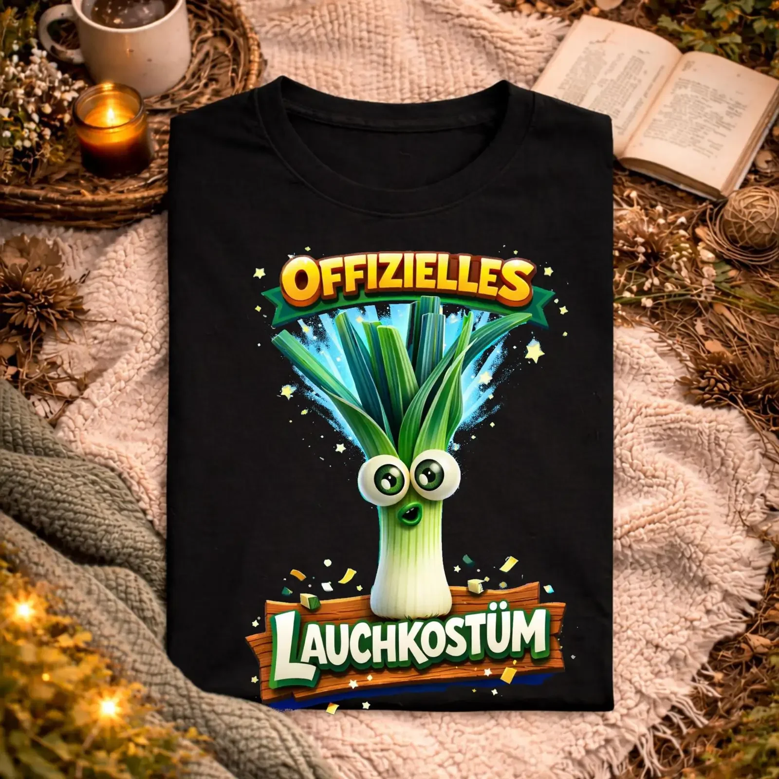 Official Leek Costume Cute Cartoon T Shirt Funny Vegetable Themed for Carnival Fasching Party Humor Outfit vintage Washed