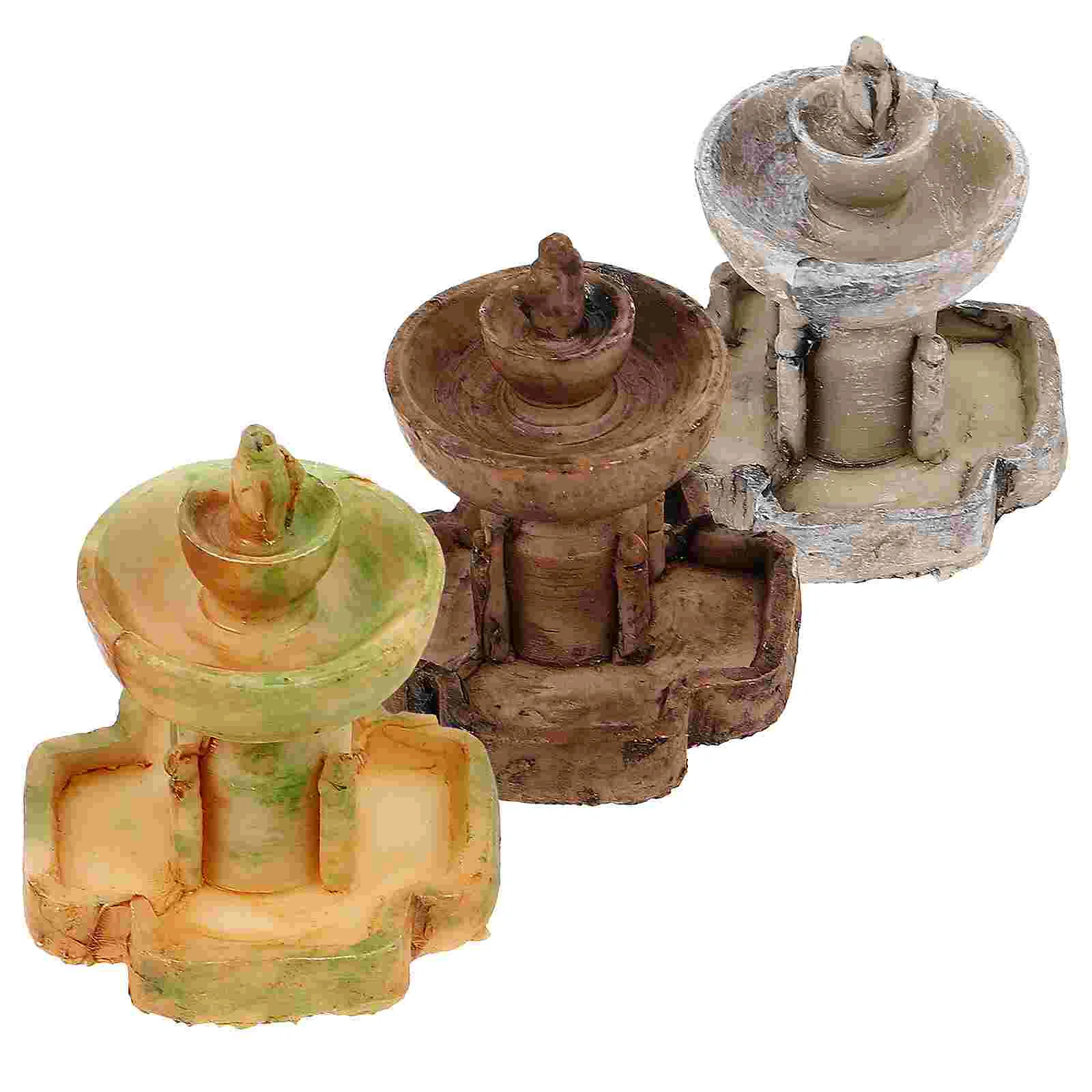 3 Pcs Outdoor Ornaments Micro Landscape Fountain Fake Decor Decorative Prop Mini for Micro-landscape Moss Decoration