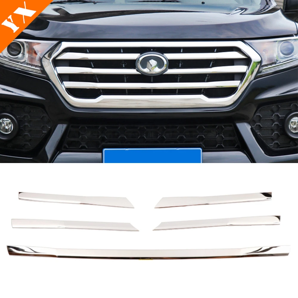 Stainless Look Garnish Car Front Center Grill Grille Trim Strip Sticker Cover For GWM Great Wall Wingle 7 2018-2022 Accessories