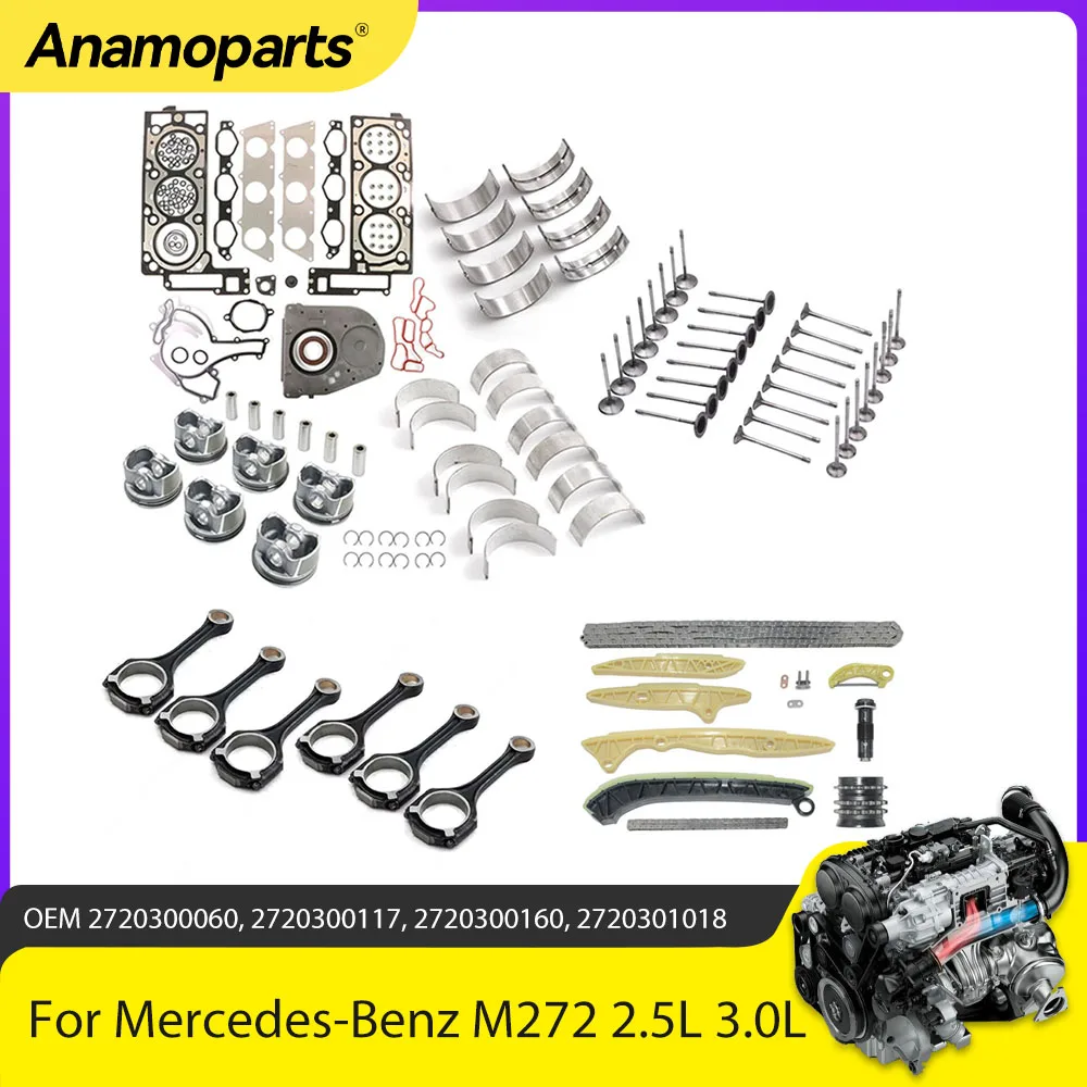 

Engine Rebuild Gasket Set PistonTiming Kit Fit 2.5 3.0 L M272 For Mercedes-Benz C280 X204 C230 W204 W211 W164 E300 2.5L 3.0L Gas