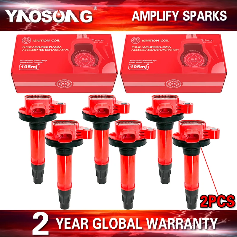 6PCS 2PINS IGNITION COIL 7T4Z-12029-E UF553 FOR Ford Edge F-150 Mustang Lincoln MKS Mazda 6 CX-9 Mercury 3.5 3.7 V6