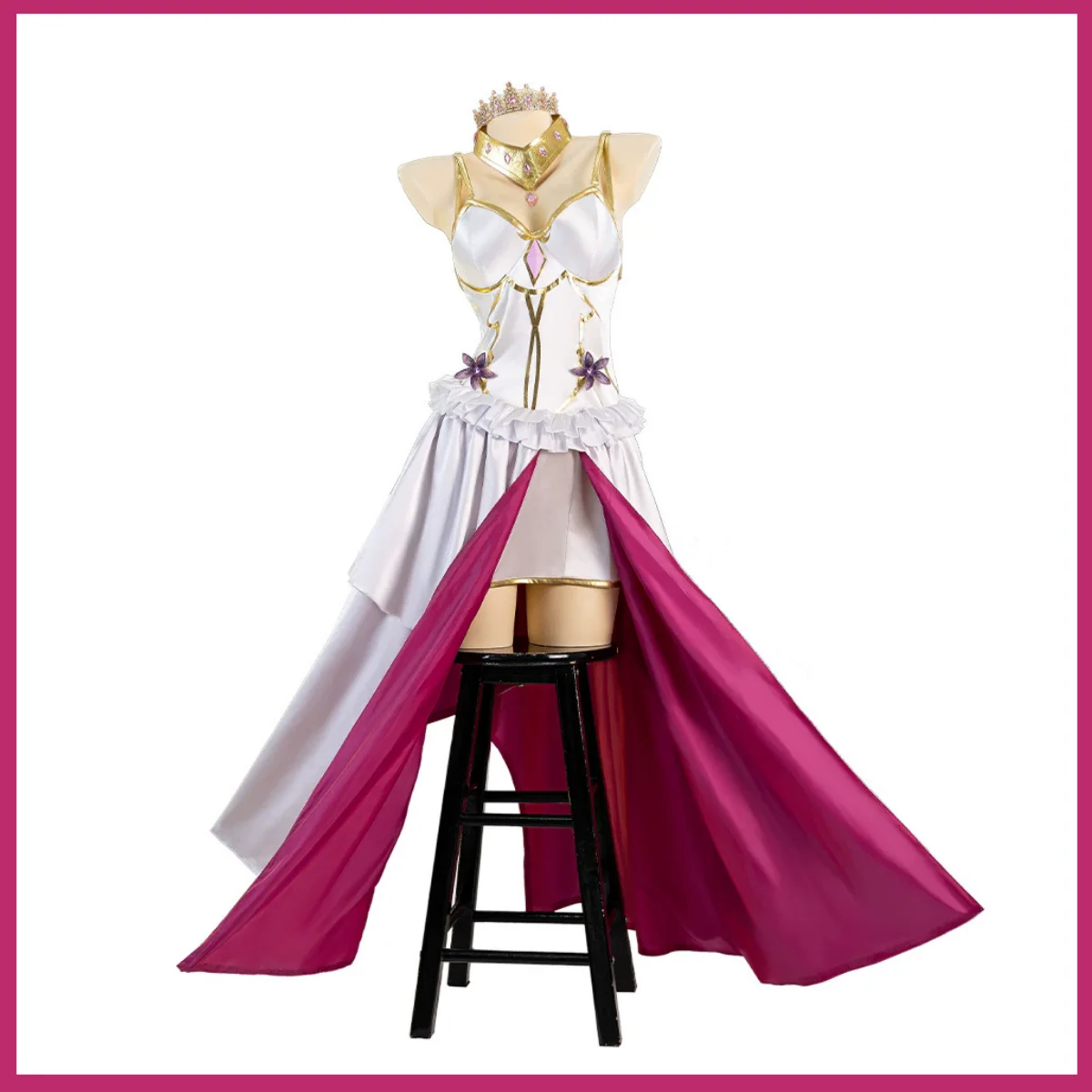 Anime CODE GEASS Lelouch of The Rebellion Cosplay Costume White Evening Dress Crown Wig Woman Sexy Carnival Masked Ball Suit view 3