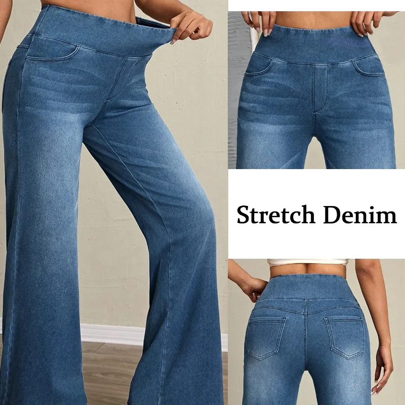 2026 High Waist Slim Fit Wide Leg Jeans Women's Drape Straight Pants Loose Zipper Everyday Trousers
