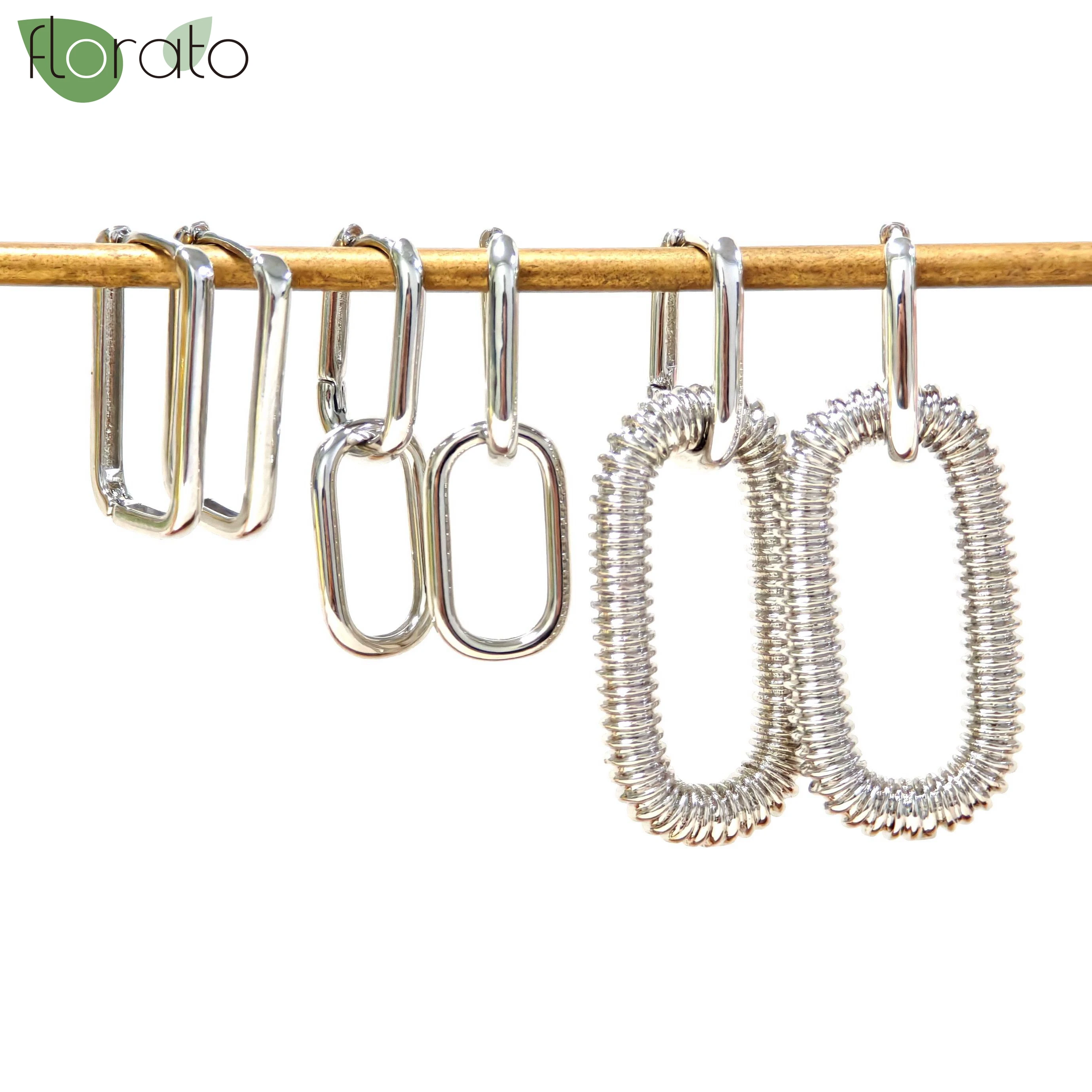 

925 Sterling Silver Needle Fashion Gold Color Geometric Square Hoop Earrings for Women Huggie Punk Hip-Hop Party Jewelry Gift