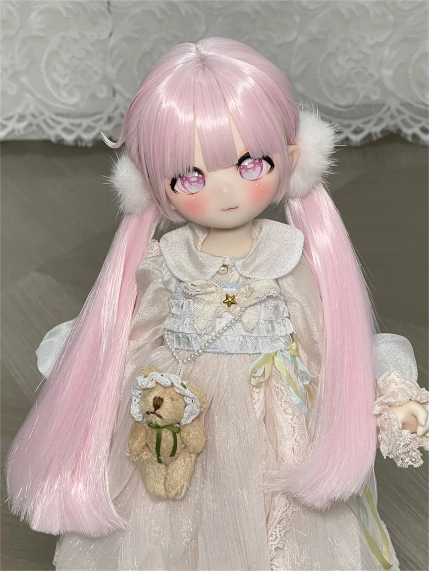 

BJD/SD/DD wig 1/3/4, Sister Bear high temperature silk wig double ponytail styling hair zp