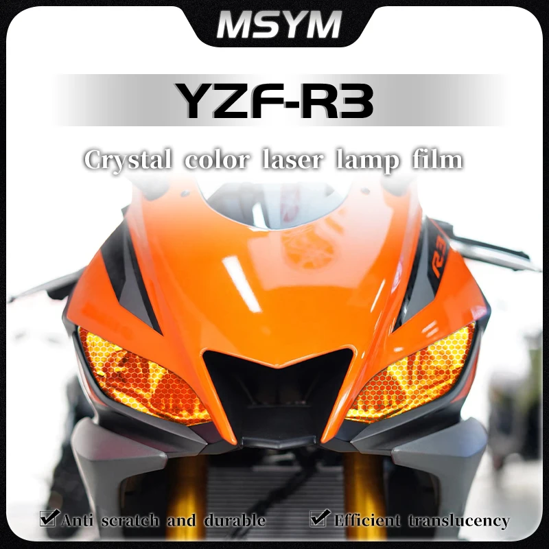 Motorcycle headlight tail light protection film with honeycomb crystal color laser light film For Yamaha YZF-R3 YZF R3