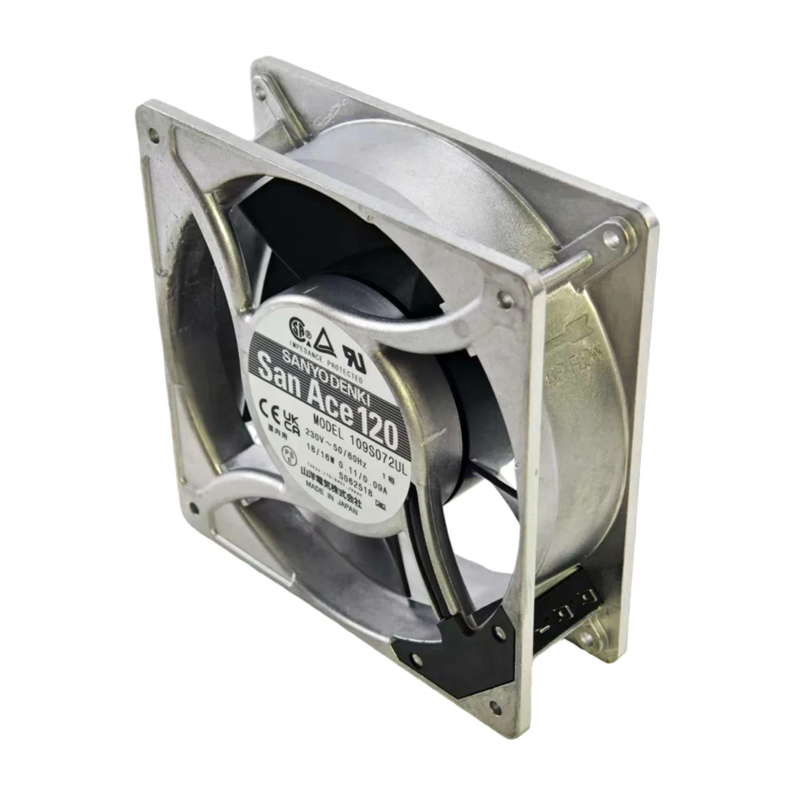 for Sanyo Denki 109S072UL Fan AC230V 12CM 38mm Heavy Duty Server Cabinet Cooler High Speed Replacement Metal Shell