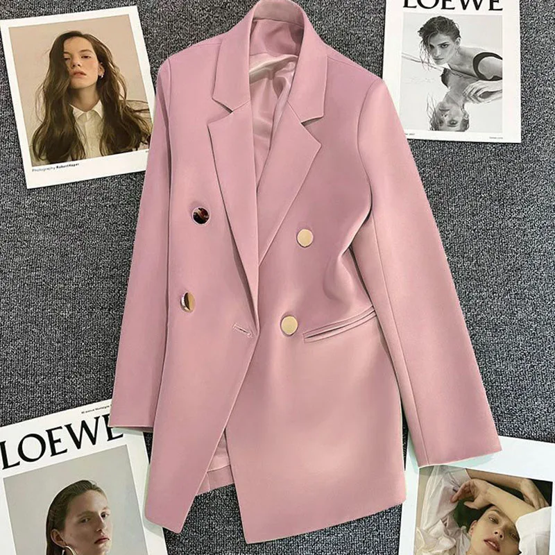 Lucyever เกาหลี Chic Blazer สําหรับผู้หญิงเสื้อลําลองโลหะหัวเข็มขัดเสื้อสูทขนาดเล็ก 2025 ฤดูใบไม้ผลิใหม่สํานักงานสุภาพสตรี Blazers