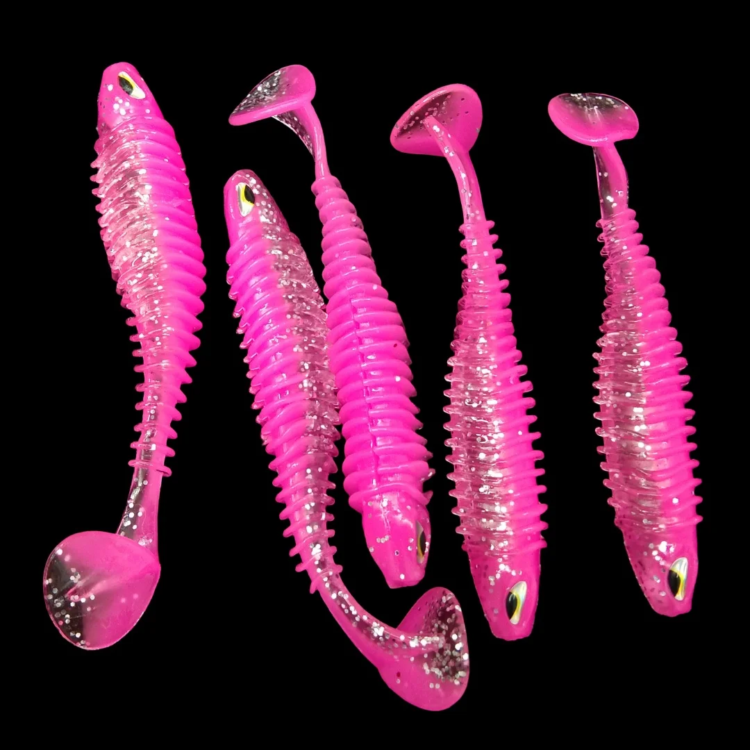 Swolfy 6.5cm/2.3g 7.5cm/4.6g 10.5cm /9.3g Shad Soft Lures Artificial 3D Eye Fishing Lure Leurre Silicone Bait T Tail Wobbler