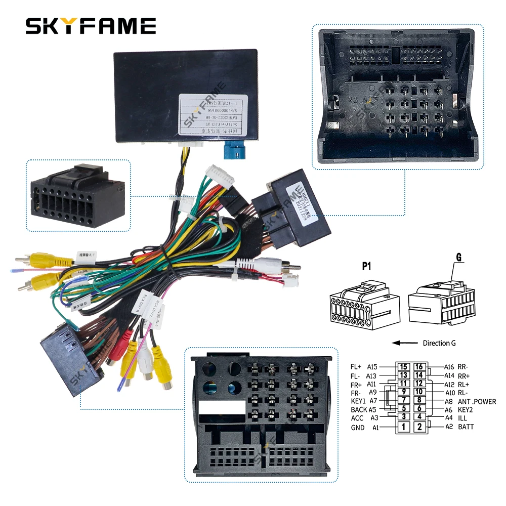 SKYFAME Car 16pin Wiring Harness Adapter Canbus Box Decoder Android Radio Power Cable For BMW 5 Series F18 F10 M5
