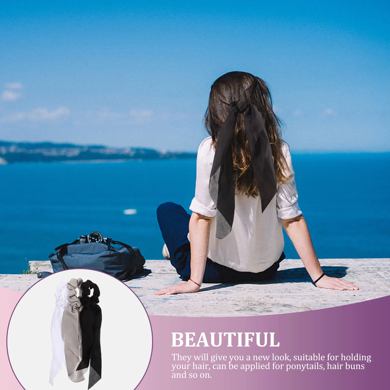 

3 шт., простые белые эластичные резинки для волос, резинки для волос, держатели для хвоста, стильные повязки на голову, резинки для волос, эластичные белые повязки на голову