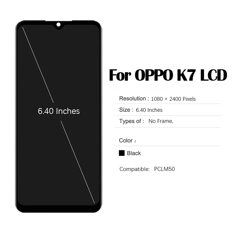 LCD Screen TFT for 6.40 inches OPPO K7 PCLM50 LCD Touch Screen Digitizer Assembly with Repair Tool and Glue for Find X2 Lite lcd