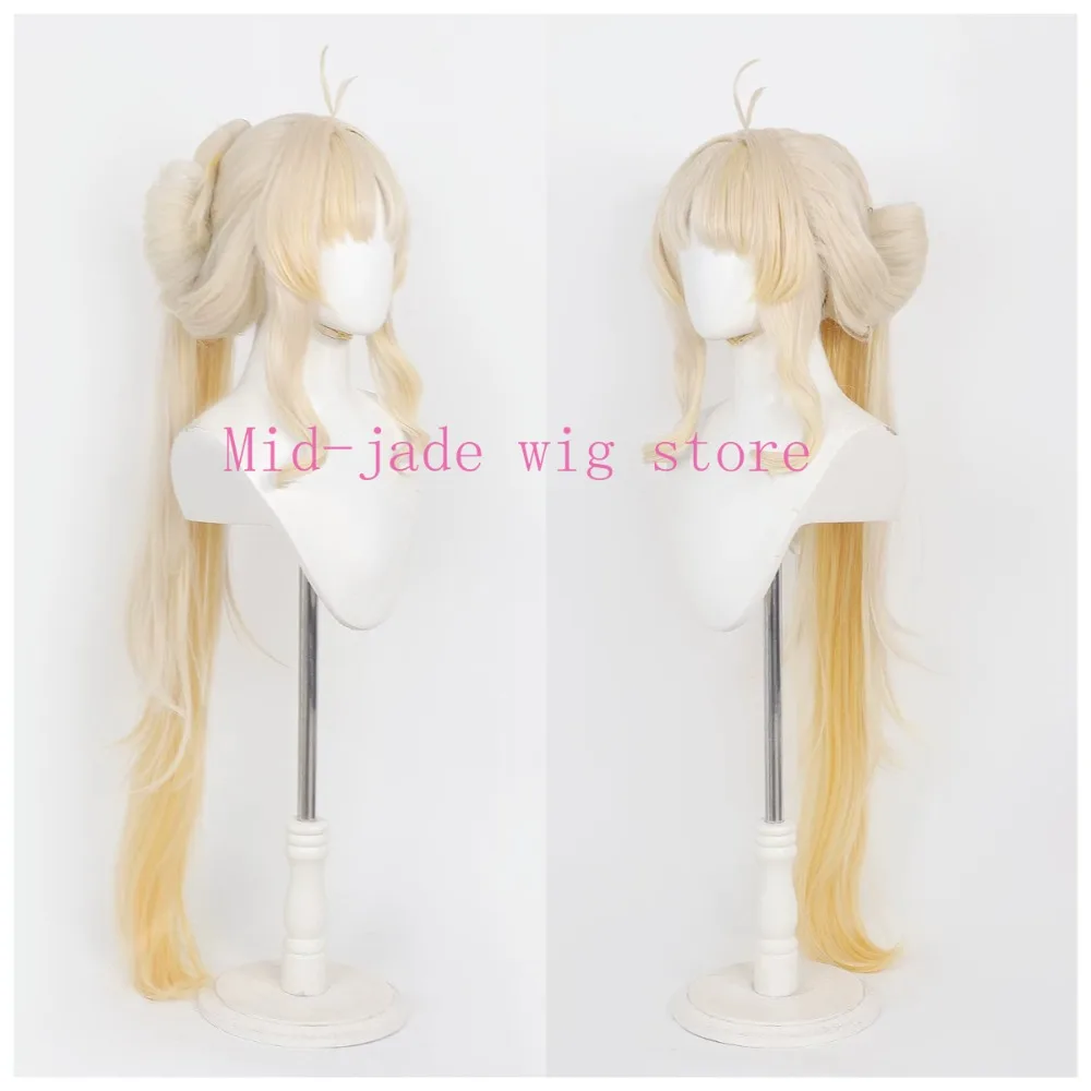 Game SuiSui Cosplay Wig Realistic Scalp Detachable Ponytail with Bow for Halloween Game Convention