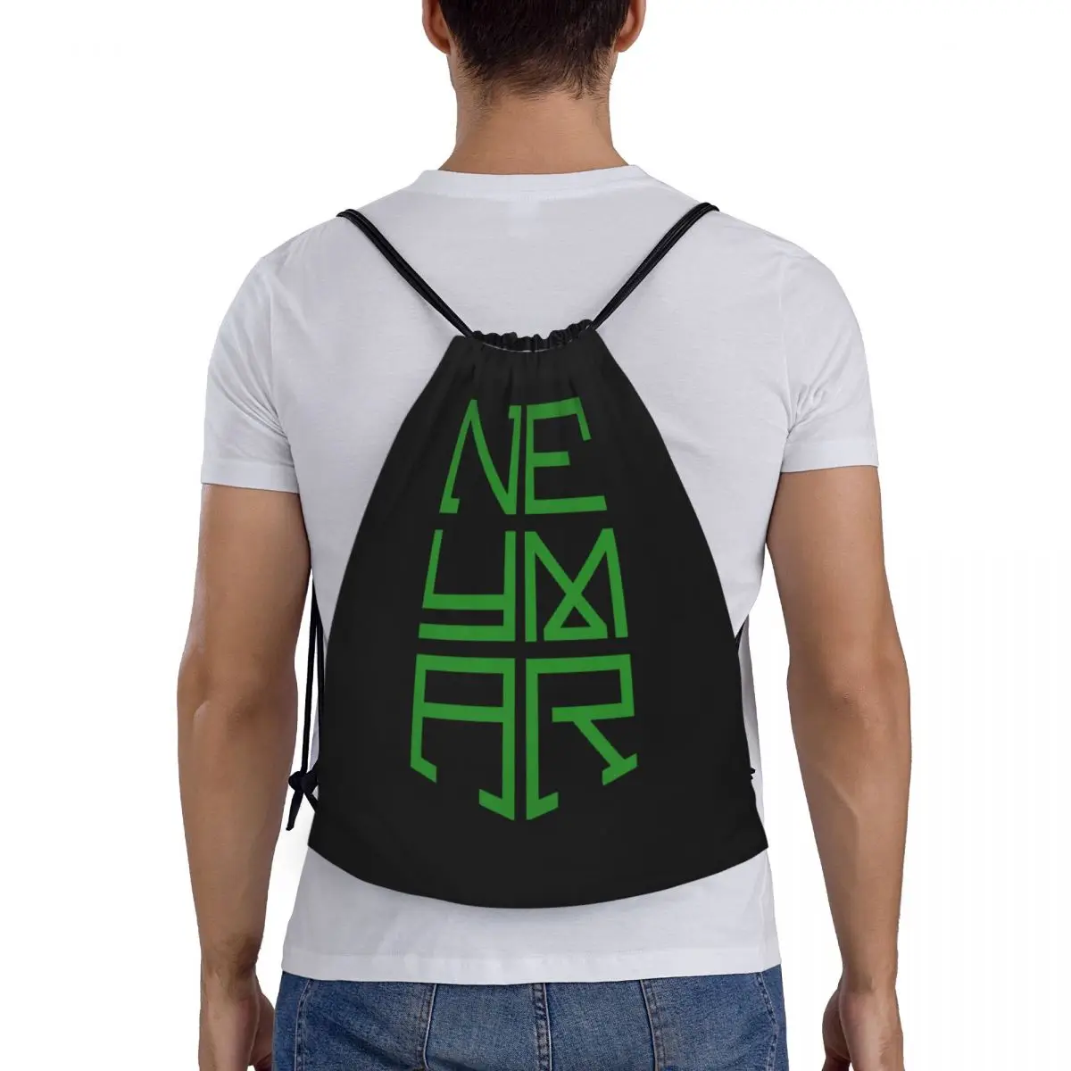 Custom Green Neymar Futebol Drawstring Bag para compras, mochilas de ioga, esportes de futebol, ginásio, homens, mulheres