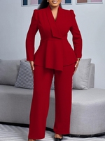 2 Piece Women Sets 2025 New Arrival Plus Size Spring Autumn Matching Sets Red Two Pieces Sets Top Pants Suits Outfits Clothing