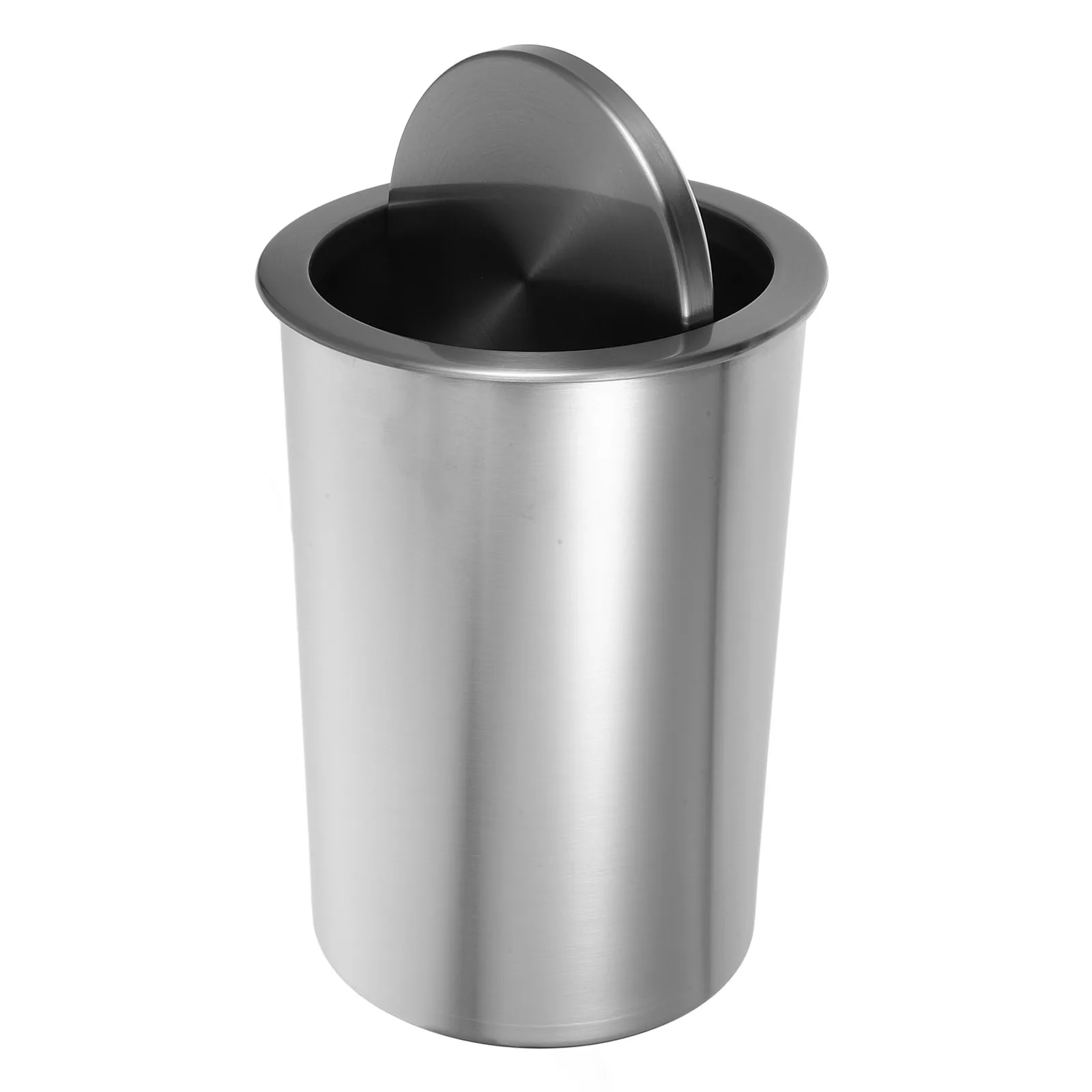 

1Set Kitchen Cabinet Countertop Trash Can Stainless Steel Embedded Bin Easy Use Lid Compact Elegant Countertop Trash Can