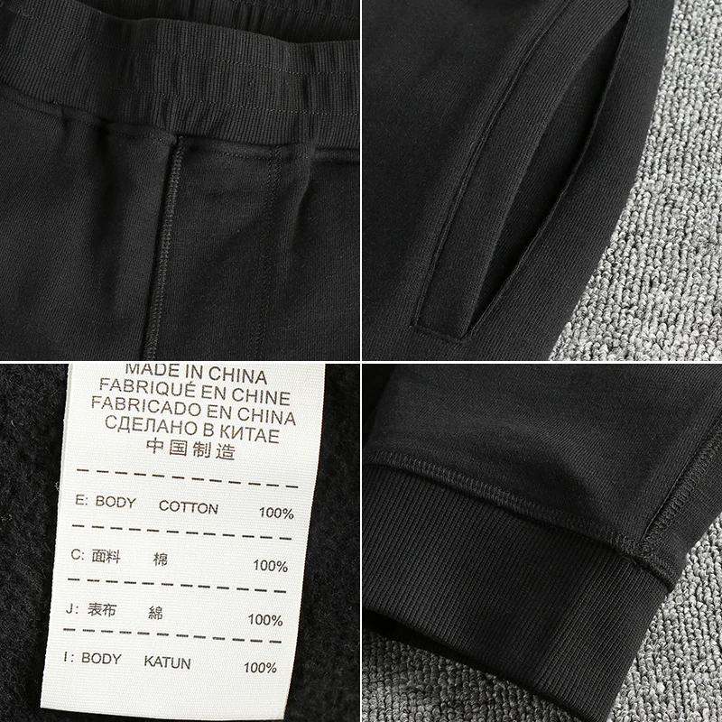 2024 Autumn New American Retro Thick Velvet Letter Embroidery Sweatpants Men\'s Simple 100% Cotton Washed Drawstring Casual Pants