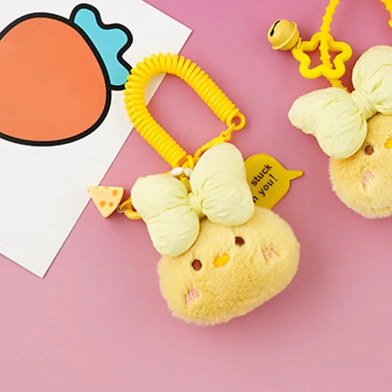 Plush Keychain Pendants Bag Charm Cartoon Style Chick Image Stuffed Animals Backpack Accessory Key Pendant For Family Friends