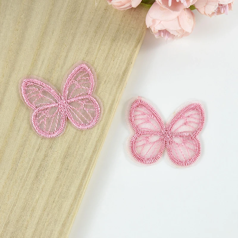 10/50Pcs 4.5*4cm Embroidered Mesh Butterfly Cloth Patches Appliques DIY Clothes Headwear Sewing Supplies Hair Clips Accessories