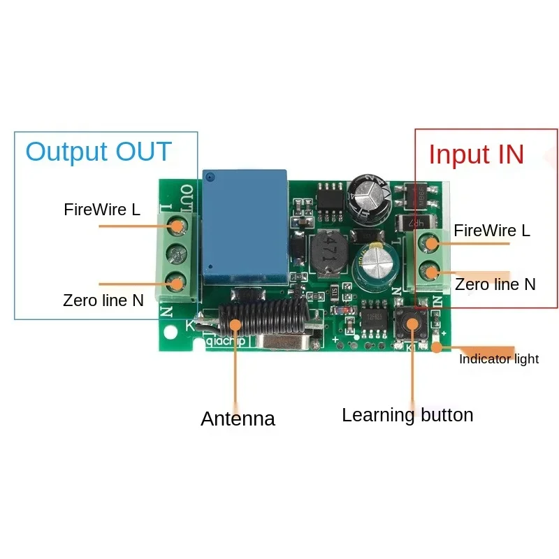 Récepteur relais de commande à distance RF AC 85 ~ 220V 1CH, pour contrôle universel de Garage et dispositif électrique de LED, moteur et pompe