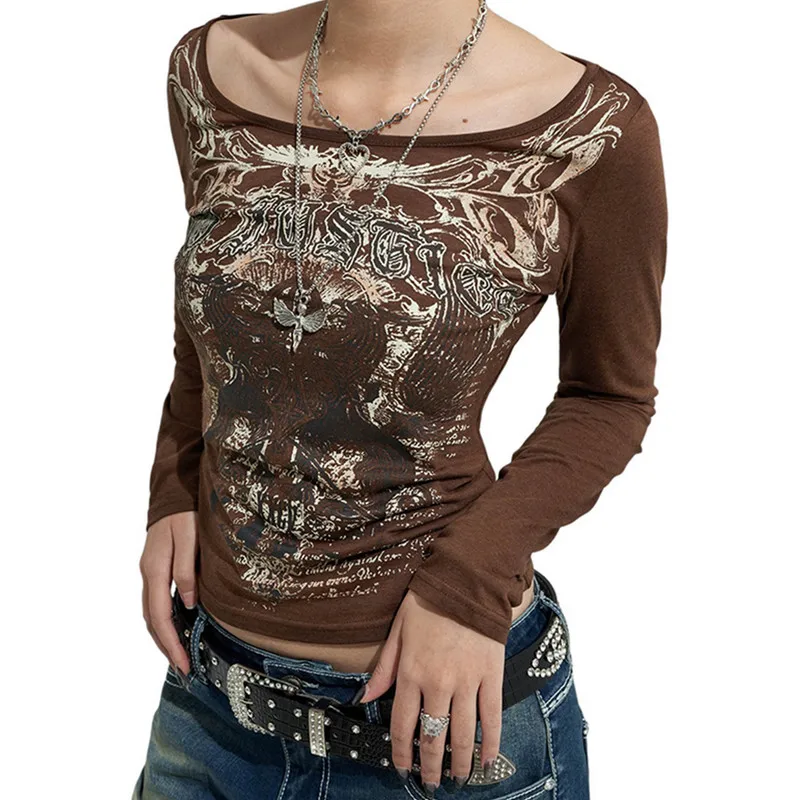 

Women's Vintage Y2K Harajuku Crop Top T-irt Retro Faion 2023 Casual Svel aphic Tee for Ladies