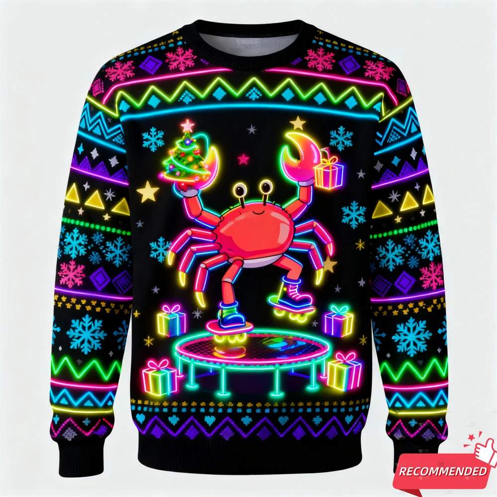 وهمية نينو سانتا يسوع ثلاثية الأبعاد مطبوعة القبيح عيد الميلاد سترة مضحك الحيوان الفيل الجرافيك بلوزات للجنسين فرحان البلوفرات #3