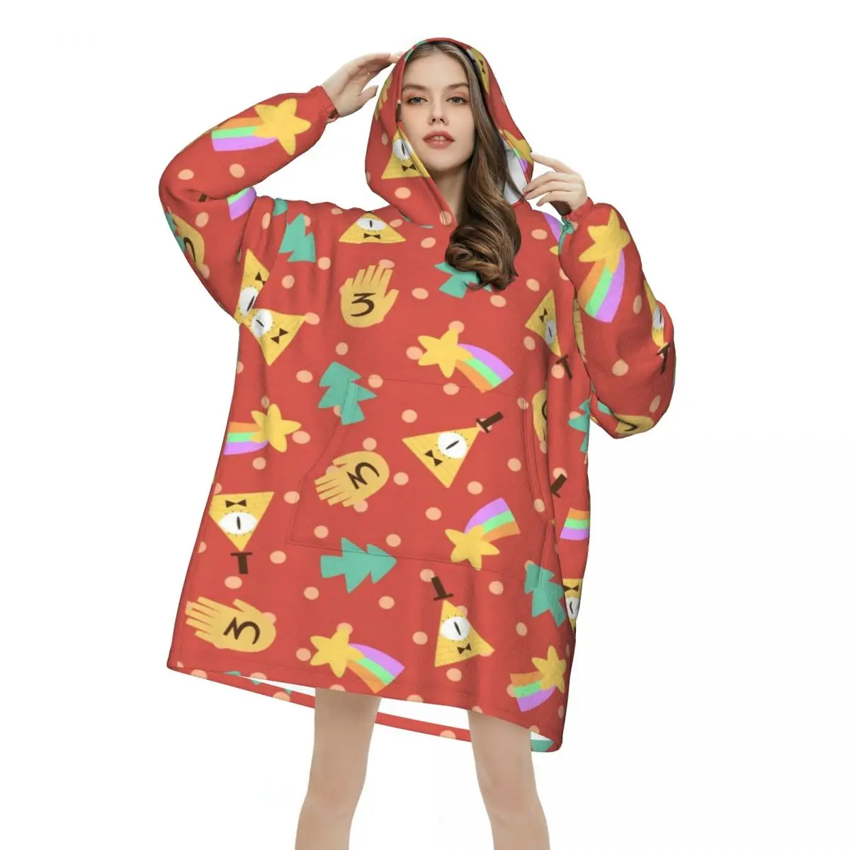 Gravitys Falls Blanket Hoodie Wearable Blanket Large with Pocket Warm Sleeping Bag Soft Cozy Onesie