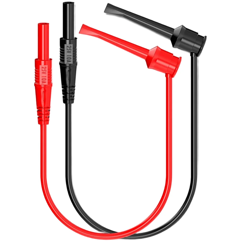 Banana Socket Leads Hook Clamp Leads Electrical Testing 25V 10A Rating 272mm Length Automotive Testing Dual Color Coding